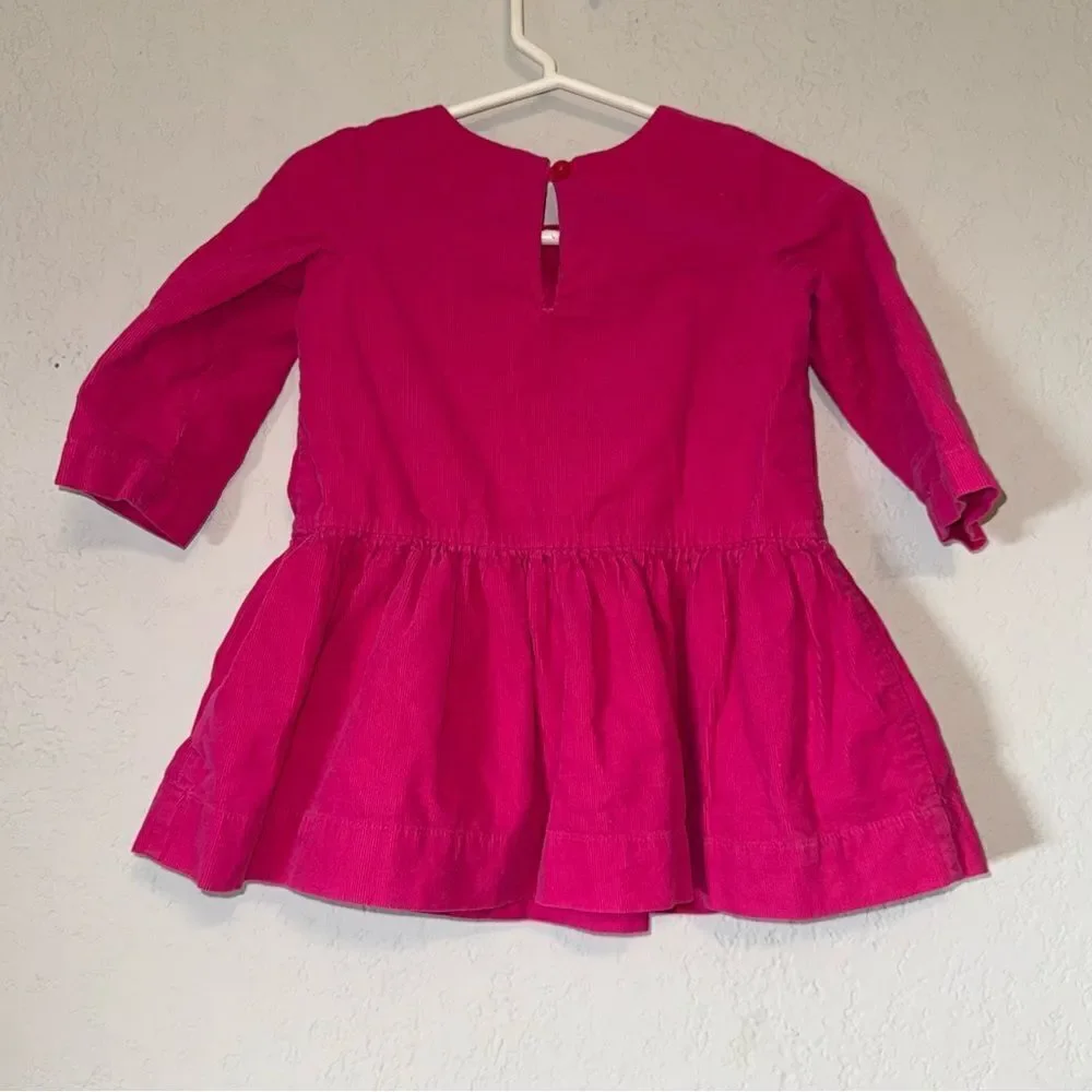 Kid's Gap Fuchsia Ruffle Corduroy Long Sleeve Casual Dress